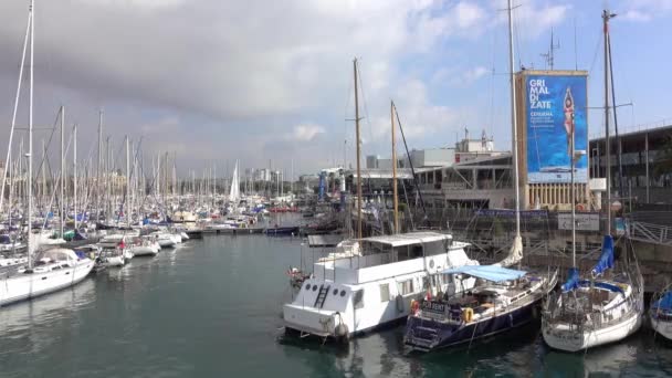 Barcelona Spanien Oktober 2016 Marina Port Vell Barcelona Spanien — Stockvideo