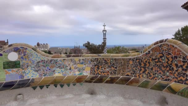 Barcelona España Octubre 2016 Hermoso Parque Güell Barcelona — Vídeo de stock