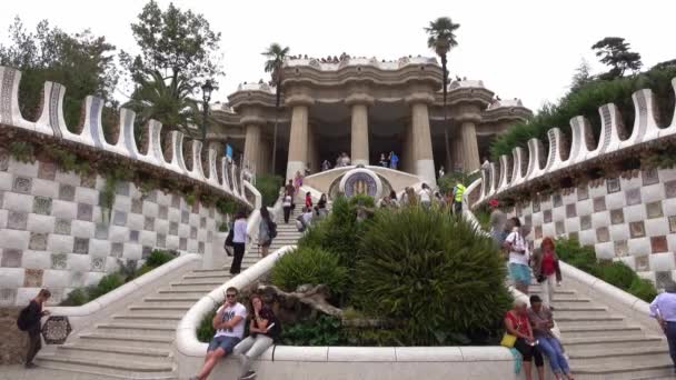 Barselona Spanya Ekim 2016 Güzel Park Guell Barselona — Stok video