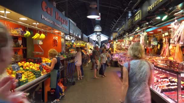 Famous Bouqueria Biggest Market Hall Barcelona Barcelona Spain October 2016 — 비디오
