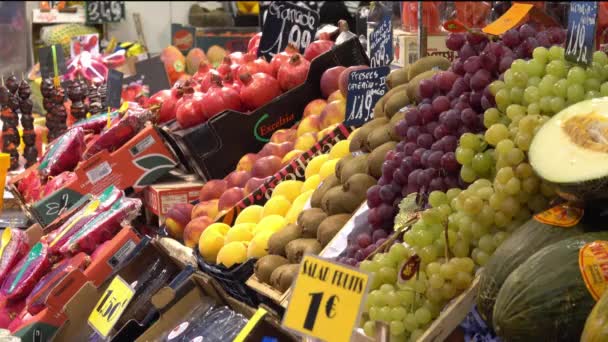 Famous Bouqueria Biggest Market Hall Barcelona Barcelona Spain October 2016 — 비디오