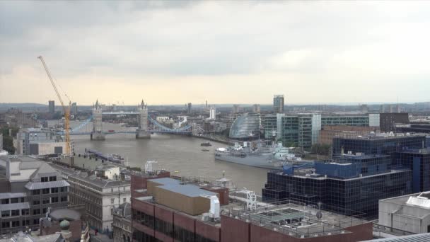 London England September 2016 Tower Bridge Och Floden Themsen London — Stockvideo