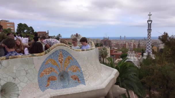 Barcelona Spanyolország Október 2016 Gyönyörű Park Güell Barcelona — Stock videók