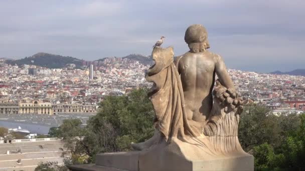 Frumoasa Vedere Aeriana Palatul National Din Barcelona Barcelona Spania Octombrie — Videoclip de stoc