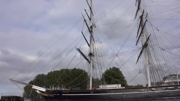 Cutty Sark Segelfartyg Och Museet Vid Greenwich London England September — Stockvideo