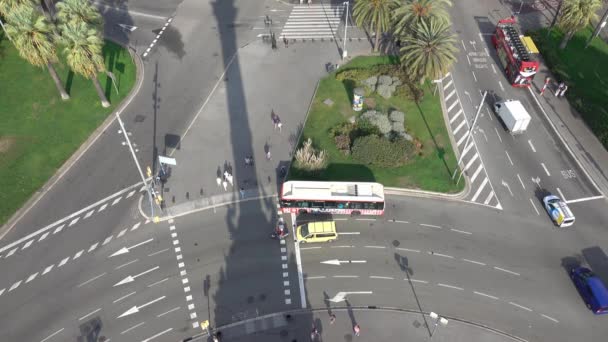 Roundabout Column Place Barcelona Vedere Aeriană Barcelona Spania Octombrie 2016 — Videoclip de stoc