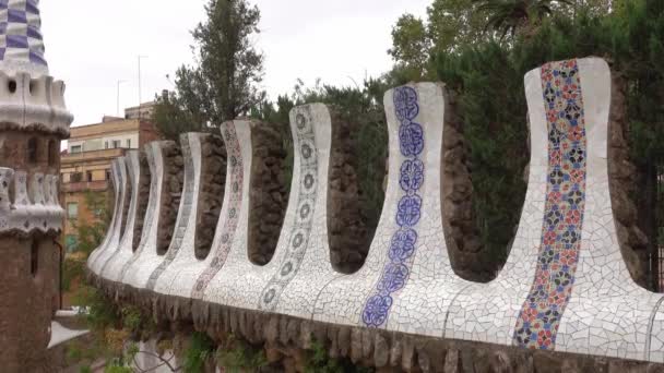 Barcelona España Octubre 2016 Hermoso Parque Güell Barcelona — Vídeo de stock