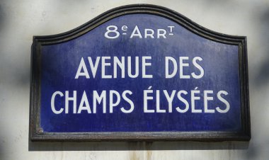 Sokak tabelası Avenue des Champs Elysees - Paris en popüler Bulvarı