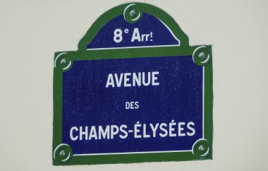 Paris - Elyseess Avenue des Champs bir ev duvar boyalı sokak tabelası