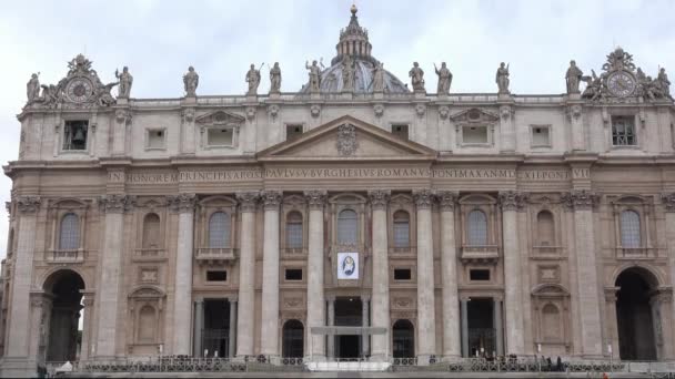 Площа Святого Петра Римі Видом Базиліку — стокове відео