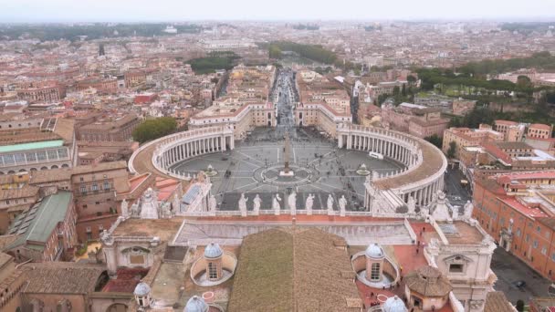 Рим Италия Famous Saint Peter Square Vatican Aerial View City — стоковое видео