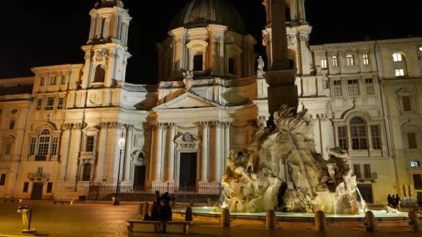 Bela Escultura Fonte Roma — Vídeo de Stock