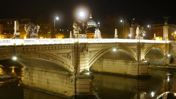 Basilica San Pietro Met Bridge Vaticaan Rome Italië — Stockvideo