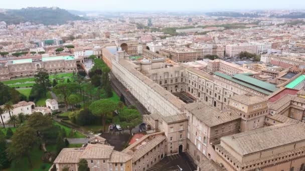 意大利 著名的圣伯多禄广场在梵蒂冈和空中视图中的城市 — 图库视频影像