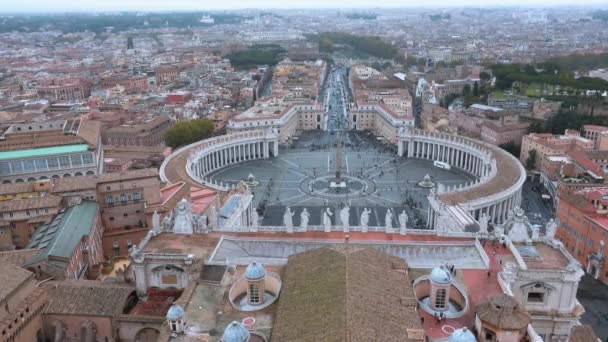 Roma Talya Ünlü Saint Peter Meydanı Şehrin Vatikan Havadan Görünümü — Stok video