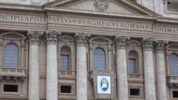 Plac Piotra Rzymie Widokiem Bazylikę Piotra — Wideo stockowe