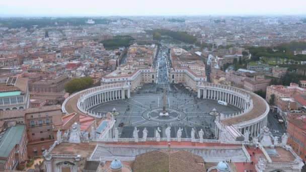 Roma Talya Ünlü Saint Peter Meydanı Şehrin Vatikan Havadan Görünümü — Stok video