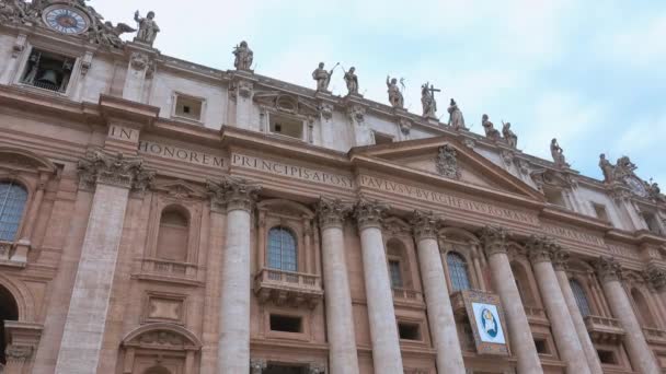 Plac Piotra Rzymie Widokiem Bazylikę Piotra — Wideo stockowe