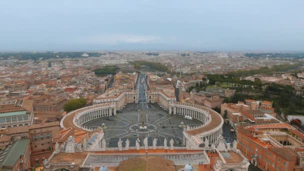 Rom Italien Berühmter Petersplatz Vatikanischen Und Luftaufnahmen Der Stadt — Stockvideo