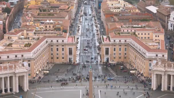 ローマ イタリア 都市のバチカンと航空写真ビューで有名なサン ピエトロ広場 — ストック動画