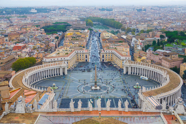 Amazing aerial view over the Vatican and the city of Rome from St Peters Basilica - ROME, ITALY - NOVEMBER 5, 2016