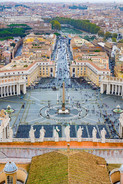 Amazing aerial view over the Vatican and the city of Rome from St Peters Basilica - ROME, ITALY - NOVEMBER 5, 2016