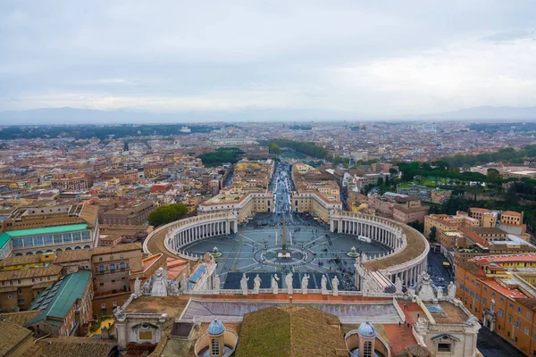 Vedere aeriană uimitoare asupra Vaticanului și a orașului Roma din Bazilica St Peters — Fotografie, imagine de stoc