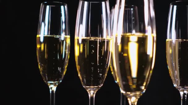 Glamourous Champagne - glasses with sparkling wine — Stock Video