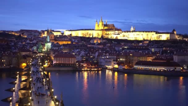 People Charles Bridge Prague Prague Czech Republic March 2017 — Stock Video