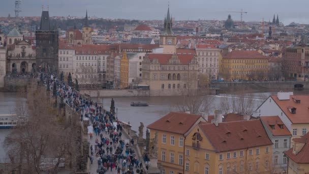 Célèbre Rivière Vltava Dans Ville Prague République Tchèque Mars 2017 — Video