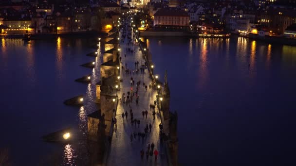 Pessoas Ponte Charles Praga Prague República Checa Março 2017 — Vídeo de Stock