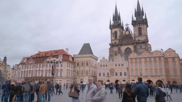 Människor Som Vandrar Prag Prag Tjeckien Mars 2017 — Stockvideo