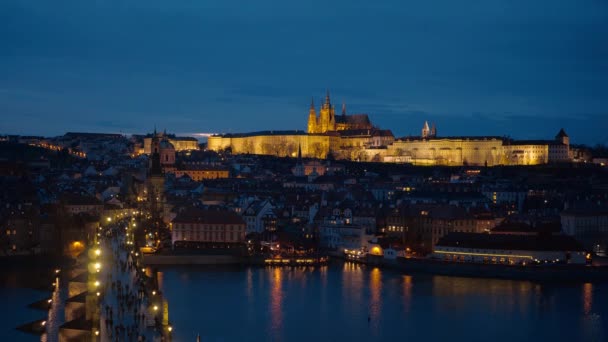 Vltava Panorama Prague République Tchèque Mars 2017 — Video