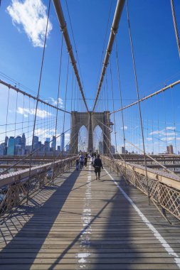 Brooklyn Köprüsü'nün New York - bir ünlü Simgesel Yapı-Manhattan - New York - 1 Nisan 2017