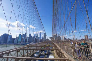 Brooklyn Köprüsü'nün New York - bir ünlü Simgesel Yapı-Manhattan - New York - 1 Nisan 2017