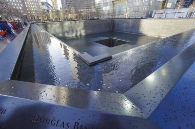 9-11 Memorial Fountains at Ground Zero - World Trade Center- MANHATTAN - NEW YORK - APRIL 1, 2017 clipart