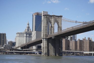 Brooklyn Köprüsü'nün New York - bir ünlü Simgesel Yapı-Manhattan - New York - 1 Nisan 2017