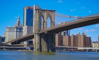 Brooklyn Köprüsü'nün New York - bir ünlü Simgesel Yapı-Manhattan - New York - 1 Nisan 2017