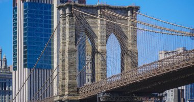Brooklyn Köprüsü'nün New York - bir ünlü Simgesel Yapı-Manhattan - New York - 1 Nisan 2017