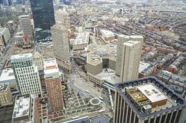 Boston midtown - havadan görünümü - Boston, Massachusetts - 3 Nisan 2017 gökdelenler