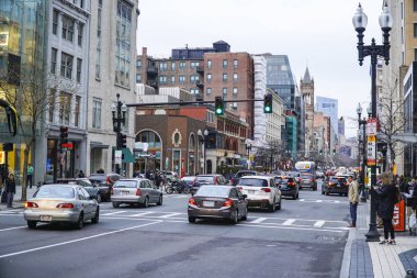 Boston - Boylston Street - Boston, Massachusetts - 3 Nisan 2017 sokak Kanyon