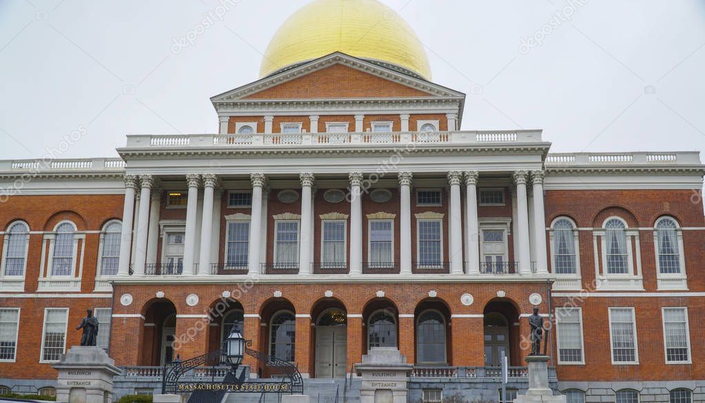 Massachusetts State House in Boston - BOSTON , MASSACHUSETTS - APRIL 3, 2017