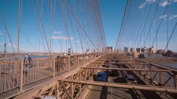 El maravilloso puente de Brooklyn, un hito importante de Nueva York — Vídeo de stock