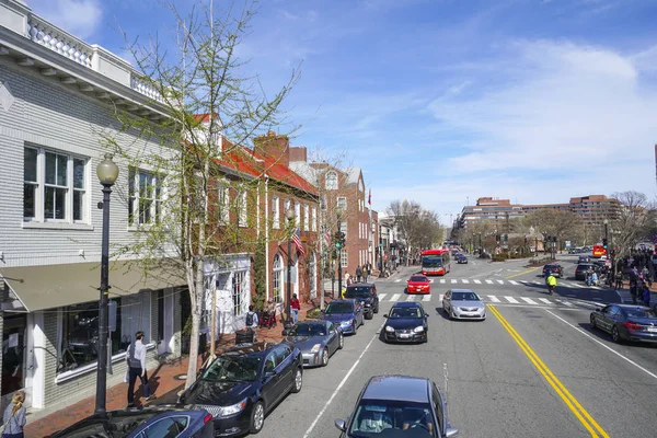 Vista de la calle en Georgetown Washington - WASHINGTON DC - COLUMBIA - 7 DE ABRIL DE 2017 — Foto de Stock