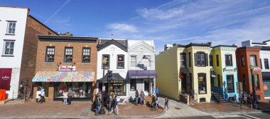 Tipik renkli binalar Georgetown Washington - Washington Dc - Columbia - 7 Nisan 2017