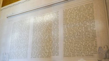Taş - Lincoln Memorial - Washington Dc - Columbia - 7 Nisan 2017 yılında Abraham Lincoln konuşma