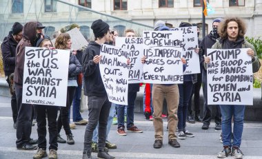 Mart 6 Nisan 2017 Trump ve Suriye - Philadelphia - Pennsylvania - savaşta karşı gösteri ve protesto