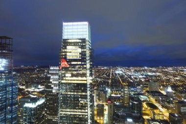 Gece - büyük havadan görünümü - Philadelphia - Pennsylvania - 7 Nisan 2017 güzel Philadelphia