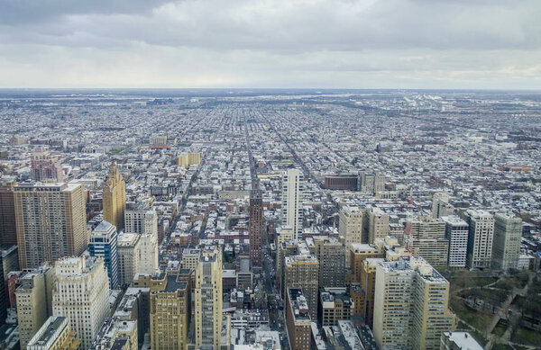 Aerial view over the city of Philadelphia - 2017
