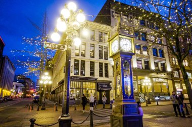 Vancouver gece - Vancouver - Kanada - 12 Nisan 2017 yılında ünlü Buhar saat